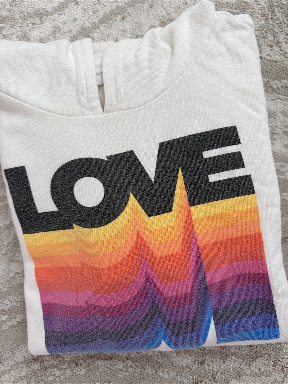 White Hoodie with Rainbow 'LOVE' Graphic Made in USA 🇺🇸